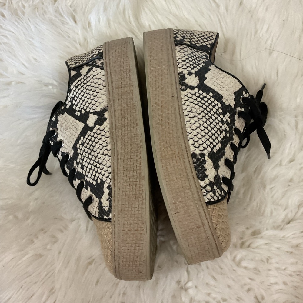Vince Camuto Snakeskin Print Platform Sneakers Woven Jute Toes Size 9 - Picture 7 of 11